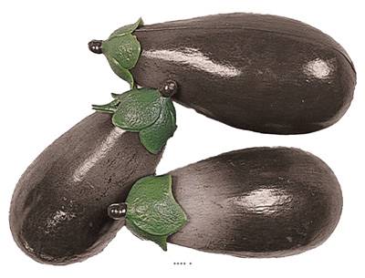 Aubergines factices x3 L 135x60 mm plastique soufflé