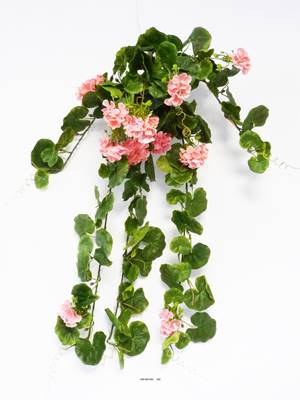 Geranium artificiel en piquet 80 cm 16 tetes superbes feuilles anti UV Rose