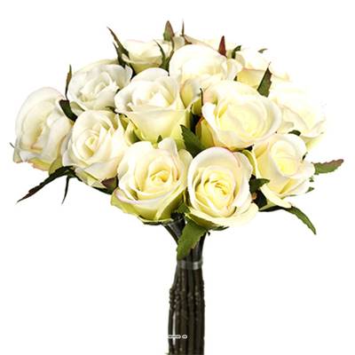 Bouquet de boutons de Roses artificiels 15 Roses Diametre 15 cm Crème