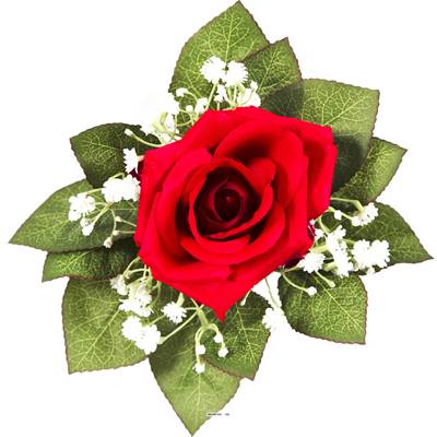 Rose artificielle en mini bouquet avec Gypsophile H 22 cm D 13 cm Superbe Rouge