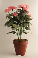 Rosier sur tronc plante artificielle en pot 9 têtes H 40 cm Rose pâle
