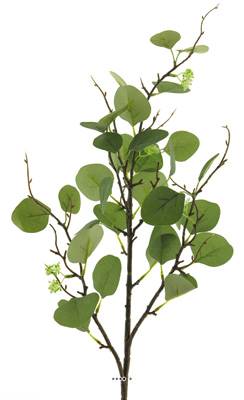 Branche d'eucalyptus artificielle Vert avec feuille en tissu - L 27 cm H 92 cm