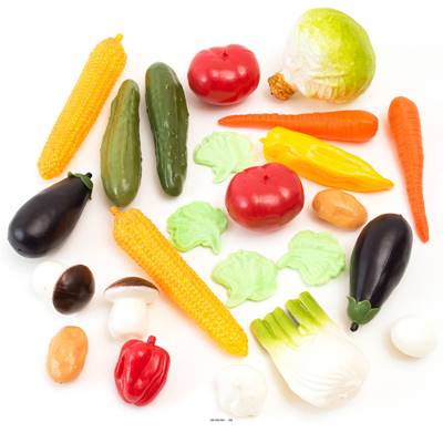 Lot de 24 légumes assortis factices plastique soufflé