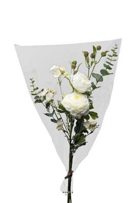 Bouquet de fleurs artificielles emballé haut de gamme  H 65 cm superbe Crème