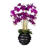 Orchidee factice vase résine noir H 105 cm D 75 cm 7 hampes toucher reel Mauve violet