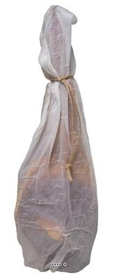 Jambon Fume Serrano artificiel en Plastique soufflé H 660 x 220 mm dans son sac