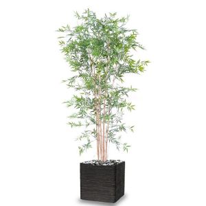 Bambou factice en pot special UV pour exterieur H 240 cm Vert