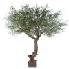 Olivier factice H 270 cm L 210 cm avec olives tronc factice dans un pot