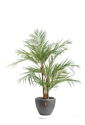 Palmier Areca artificiel 3 troncs naturels 3 têtes en pot H170 cm Vert