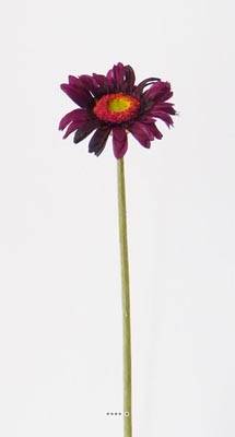 Gerbera factice H 48 cm D 8 cm superbe Aubergine