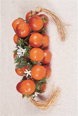 Grappe de 20 oranges factices L 50 cm plastique soufflé