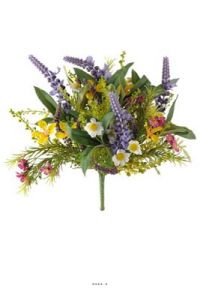 Bouquet de fleurs artificielles des champs variees H 25 cm en piquet