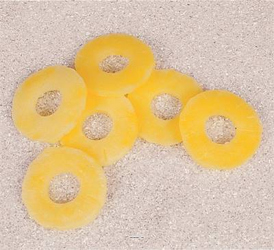 Tranches d Ananas factices x6 D 80 mm plastique soufflé