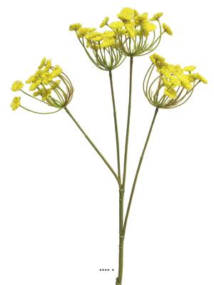 Fleurs d'aneth factice, 4 têtes, H 68 cm, Jaune