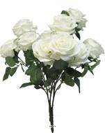 Roses factices en bouquet, H 42 cm, D 35 cm, Blanc neige