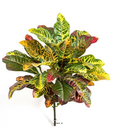 Croton factice en piquet 30 feuilles, H 40 cm Vert Rouge