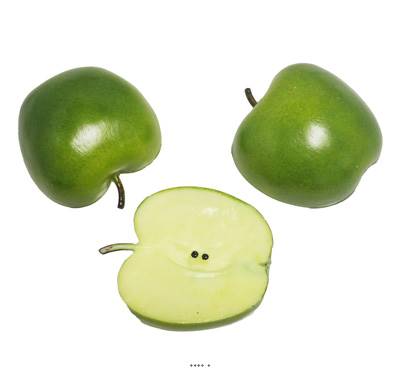 Demi pomme artificielle moyenne Verte X 3 en Plastique soufflé H 65x40 mm