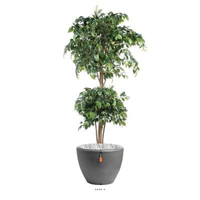 Ficus artificiel double boule H 150 cm Vert en pot