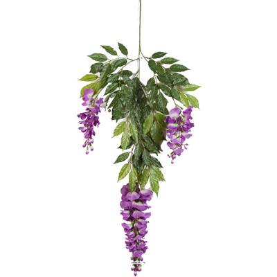 Branche de Glycine artificielle Mauve H 85 cm 81 feuilles 1 fleur