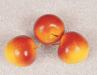 Pommes moyennes jaune-rouge factices x3 H 65x75  mm plastique soufflé