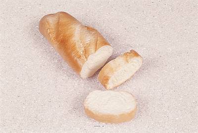 Demi baguette de pain avec tranches factice L 180x90 mm plastique soufflé