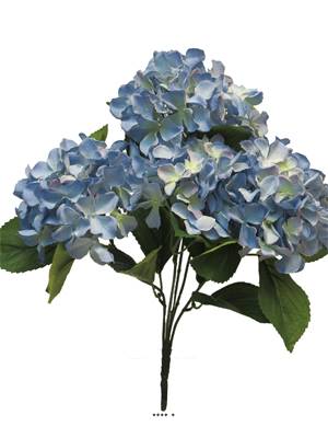Bouquet d'hortensia factice, 5 têtes, H 45 cm Bleu royal