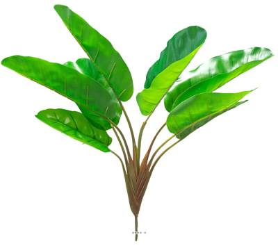 Piquet de 8 feuilles de bananiers artificiel H 55 cm, feuilles en tissu enduit 