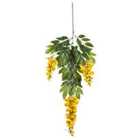 Branche de Glycine artificielle Jaune H 85 cm 81 feuilles 1 fleur