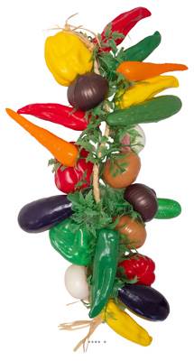 Grappe de 20 légumes factices L 50 cm plastique soufflé