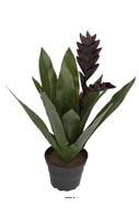 Bromélia en fleur factice en pot, H 40 cm, Mauve violet