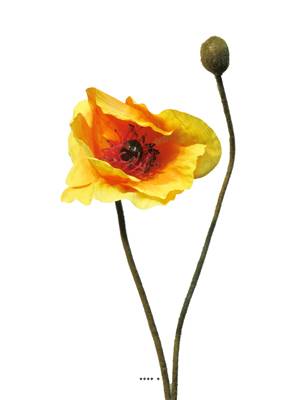 Pavot factice H 60 cm 1 fleur, Orange