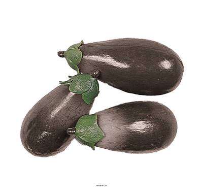 Aubergines factices x3 L 135x60 mm plastique soufflé