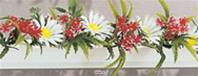 Barrettes entre plats séparateurs socle blanc fleurs Passion marguerites factices x12 L 25 cm PVC