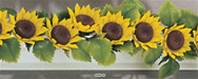 Barrettes entre plats séparateurs socle blanc fleurs de tournesol factices x12 L 25 cm PVC