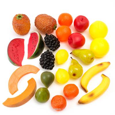 Lot de 24 fruits assortis factices plastique soufflé