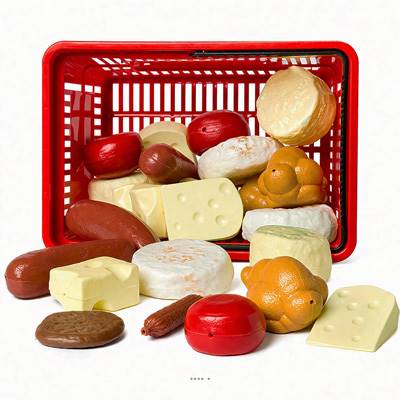 Panier de 27 aliments assortis factices plastique soufflé