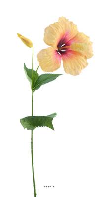 Branche d'Hibiscus artificiel Jaune H 73 cm -  L 14 cm