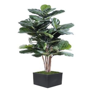 Ficus Lyrata factice Vert H 190 cm dans un pot tronc bois tres chic